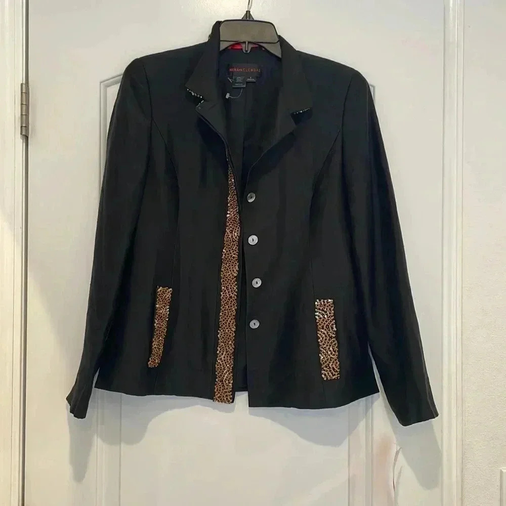NWT Nina Mclemore Beaded Sequins 100% Silk Blazer Jacket Sz 2
